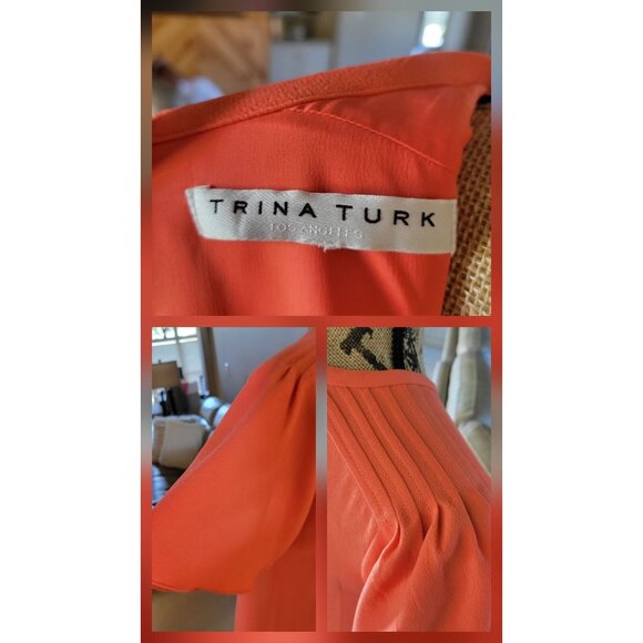 TRINA TURK Anderson Flutter Short Sleeves & Keyhole V-Neck Dress-US 2 - Picture 7 of 8